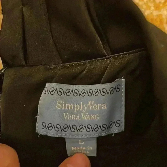 WHBM pleated high neck belted little black dress large - Picture 5 of 6